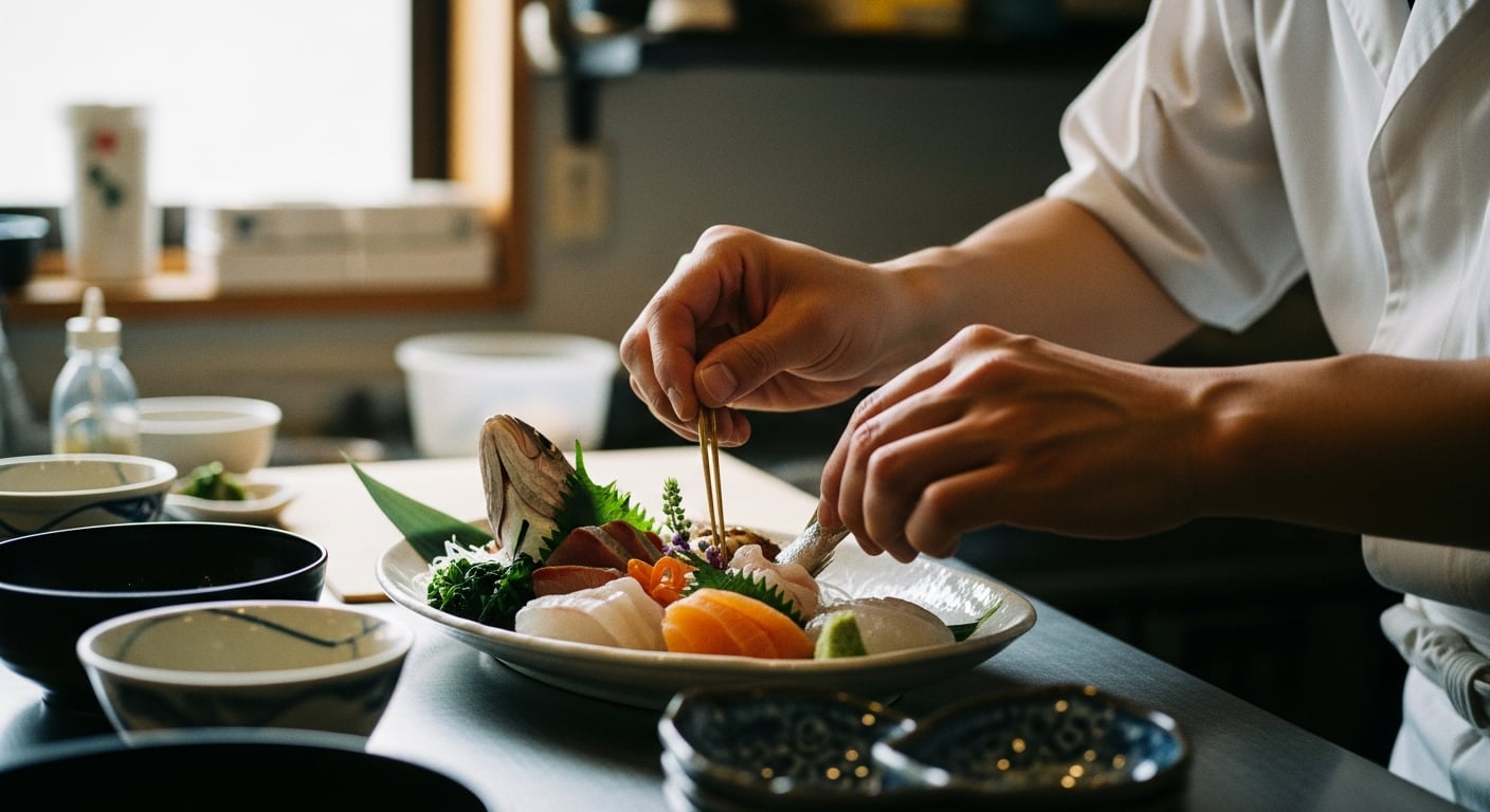 岡崎の活き造り。鮮度抜群の魚が芸術的な一皿に変わるまでの職人技に密着 | 季節の魚と釜飯 魚信