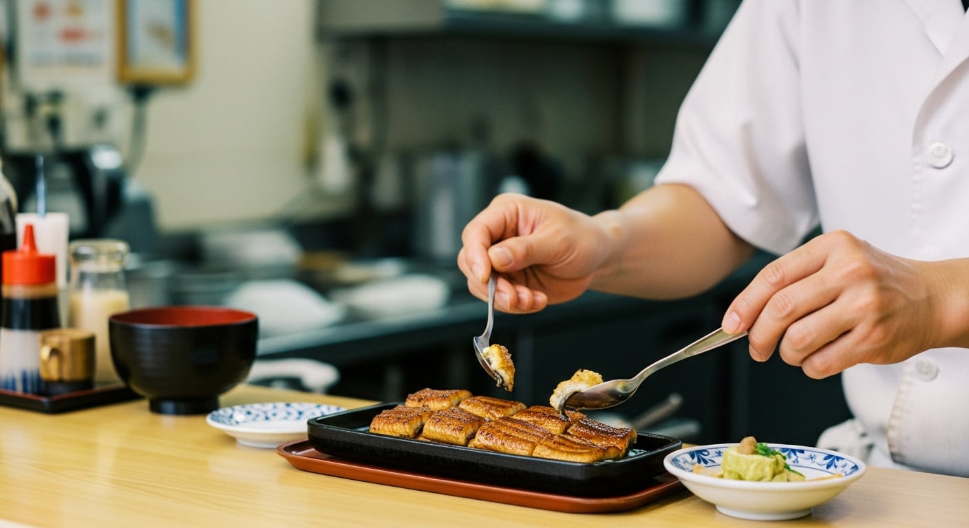 岡崎のうなぎ釜飯。ふっくら焼き上げる職人技と香ばしい匂いに密着 | 季節の魚と釜飯　魚信